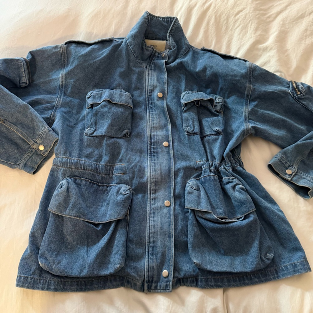 The Frankie Shop Blue Jean Cargo Jacket